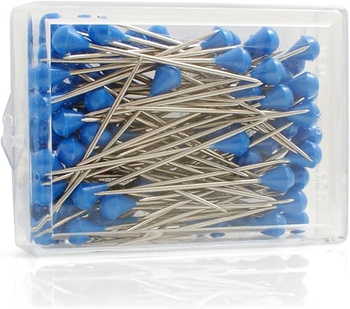 design61 100 x Aiguilles à tapisser Tapa zier Prise aiguille épingles avec tête en plastique bleu 50 mm - Nail Gallerys