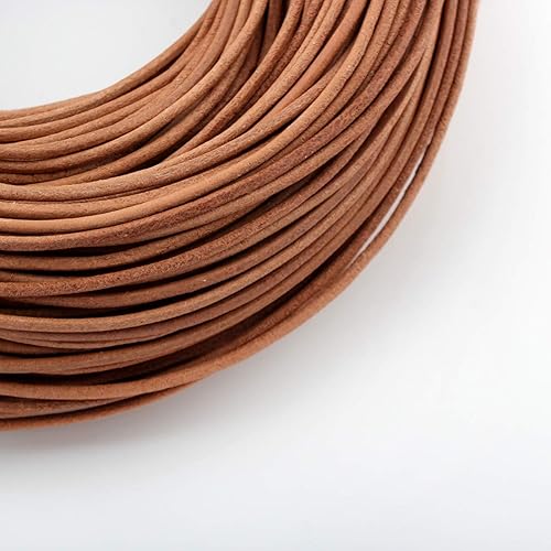 Perlin 10 mètres de cordon en cuir de vachette marron sable 1/2/2,5 mm cuir de vachette ruban pour bijoux cordon artisanal ficelle de bricolage ou bijouterie (2,5 mm 10 mètres) - Nail Gallerys