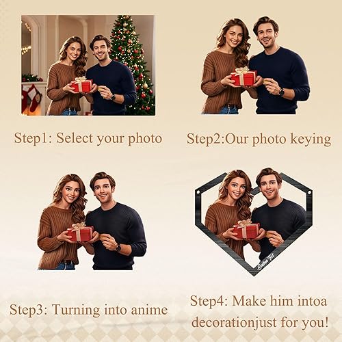 KOLOWKO Cadre photo mural caricature 3D personnalisé, cadre photo acrylique caricature pour mariage, famille, anniversaire, Noël, couple, anniversaire-Rectangle - Nail Gallerys