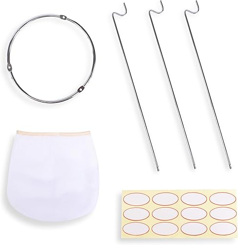 Birdtown Traders Support passoire à gelée et confiture avec sac Sac filtre réutilisable Parfait pour filtrer les laits de noix, soupes, yaourts et purées. Livré avec 12 étiquettes pour bocaux. - Nail Gallerys