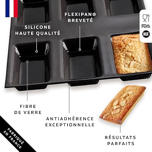 Flexipan Moule Financier Silicone – 6 Mini Gateaux Four - Accessoire Patisserie, Cuisine Antiadhésif- Démoulage Facile - Cuisson Idéale - Haute Durabilité - Résistant à la Chaleur et au Froid - Nail Gallerys