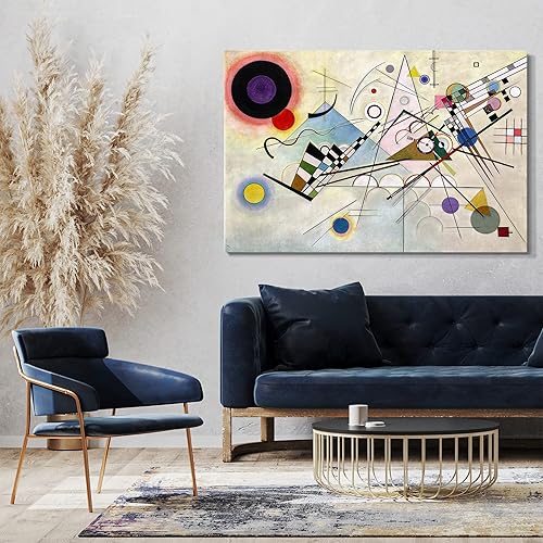 Printed Paintings Impression sur Toile (120x80cm): Wassily Kandinsky - Composition 8 (1923) - Nail Gallerys