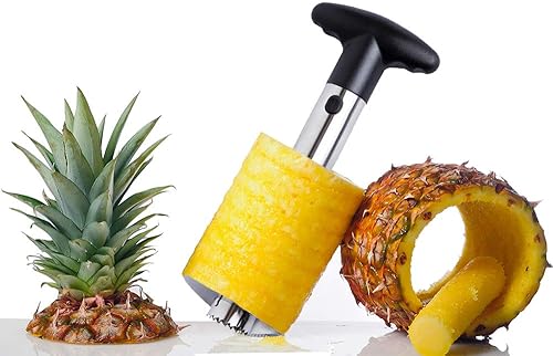 Coupe ananas en acier inoxydable avec un livre de recettes et une garantie d'un an - Outil pour enlever les noyaux avec poignée détachable - éplucheur ananas à fruits rapide et facile à utiliser. - Nail Gallerys
