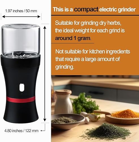 Broyeur d'Herbes Électrique Rechargeable, Batterie Intégrée 1100 mA, Moulin Polyvalent pour Épices et Herbes Sèches, Inclut 2 Récipients de 70ml - Nail Gallerys