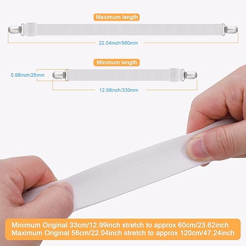 Huiguli Tendeur de Linge de lit 8 pièces réglable, tendeur de Linge de lit avec Clip métallique tendeur de Linge de lit élastique Blanc, Couvre - lit de tendeur de Linge de lit, pour draps, Matelas - Nail Gallerys