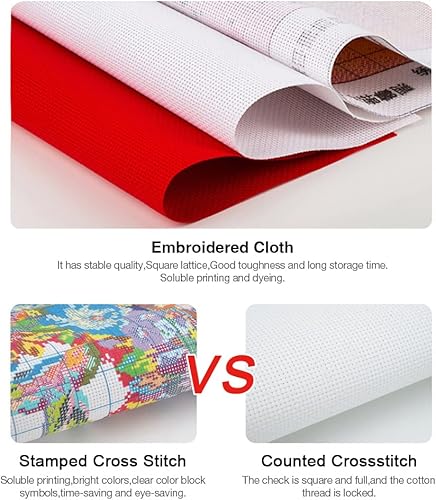 ARVALOLET Kit de broderie au point de croix compté Maisons comptées 50 x 50 cm Coton écologique 14 carats avec fil à broder et aiguilles - Nail Gallerys
