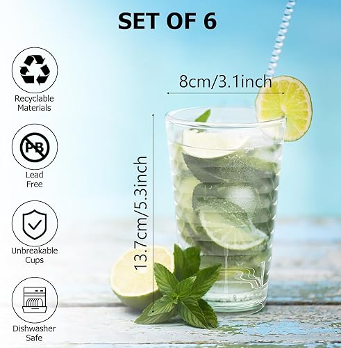 Verres à eau empilables en PC Verres à jus de fruits Set de 6 | 385 ML Gobelets réutilisables | Collection Pure | Parfaits pour la maison, les restaurants et les fêtes | Lavables au lave-vaisselle - Nail Gallerys