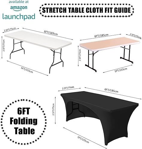 Dololoo Nappes Extensibles de 1.8 m pour Tables rectangulaires avec Dos Ouvert, Housses de Table rectangulaires en élasthanne pour Table de terrasse, Cuisine, décoration d'événements de beauté - Nail Gallerys