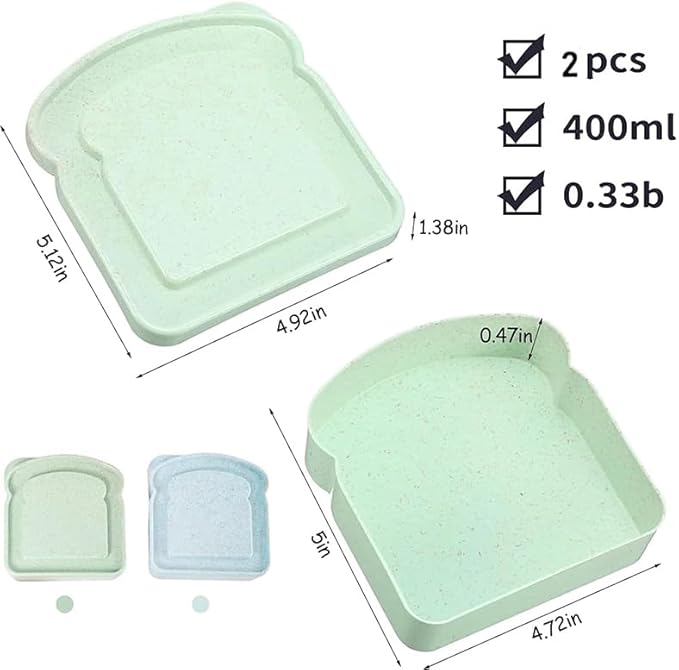 Calkkrer Sandwich-Dosen & Lunch-Boxen, Boîtes de Stockage en Plastique réutilisables avec Couvercle, sûres au Micro-Ondes et au Lave-Vaisselle, pour la Famille, Le Bureau, Le Camping, Vert-Bleu - Nail Gallerys