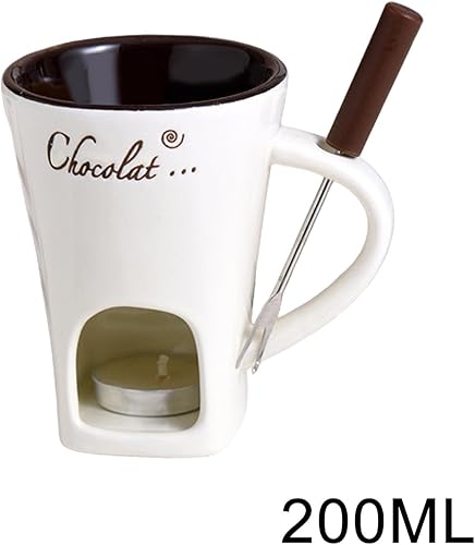 Tasse À Fondue Au Chocolat, Pot À Fondue, Tasse À Fondue Au Chocolat, Tasse À Chocolat en Céramique avec Fourchettes, Chauffe-Beurre en Céramique, Tasse À Bougie Chauffe-Plat pour Caramel - Nail Gallerys