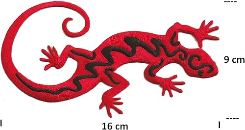 Patche Ecusson Salamandre Gecko Patch Brodé Rouge Thermocollant Lézard - Nail Gallerys