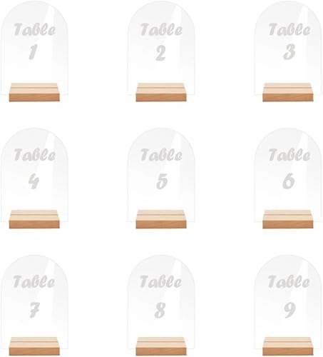 Begchy Lot de 12 panneaux de table vierges en acrylique transparent avec support - Arche transparente - Numéros de table - Décoration de mariage - Facile à installer - Facile à utiliser D - Nail Gallerys