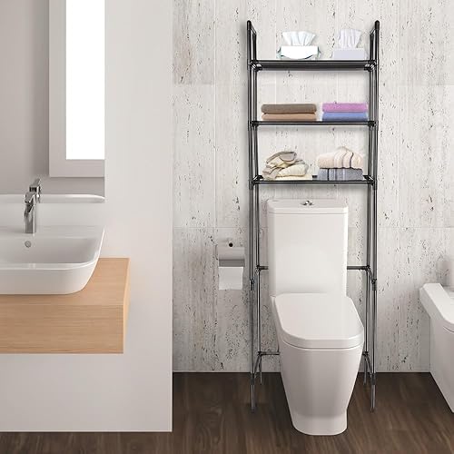 XANNI Étagère de Rangement à 3 Niveaux pour Machine à Laver, Support de Rangement, Etagère de Machine à Laver Salle de Bain Buanderie Intérieur, 150 * 70 * 26 cm, Noir (50 * 26 * 150cm) - Nail Gallerys