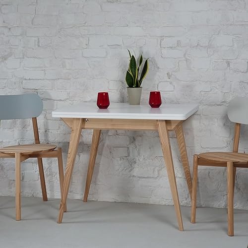 Petite Table a Manger Extensible, Table a cusine pour 4 à 6 Personnes, 90/130 x 76 x 65 cm, - Nail Gallerys