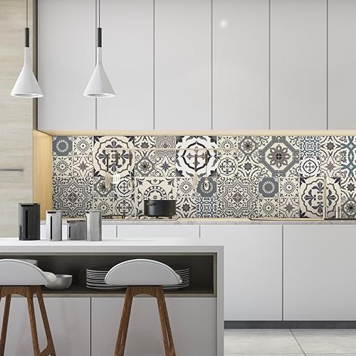 Ambiance Sticker Adhésifs Carrelages Autocollant Élégants Nuance de Gris Carreaux de Ciment Carrelage Sticker Mural Salle de Bain et Cuisine | 60 Pièces de 10 x 10 cm - Nail Gallerys