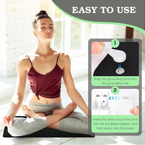 HUNAIGEE Tapis de Mise à la Terre Idéal comme Tapis Mise a la Terre pour Le lit ou comme Tapis de Mise à la Terre pour Une Sensation de Mise à la Terre 25x65CM Noir - Nail Gallerys