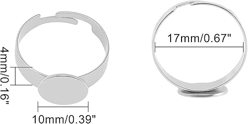 HQ-CLOUD Lot de 10 Support Bague Réglable,Anneau Plateau Bague, Cabochon Plateaux de Bague Rond pour Création de Bijoux - Nail Gallerys