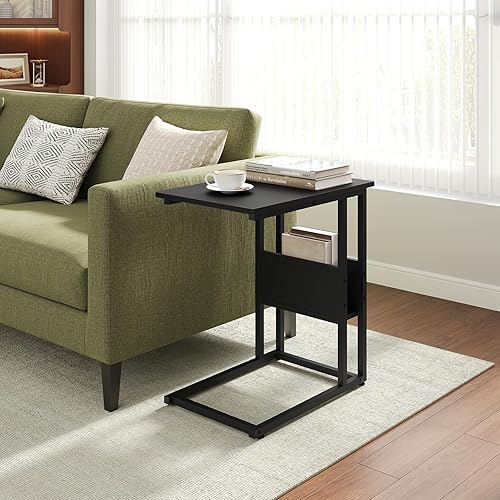 WOLTU Table Bout de canapé Table Basse à thé en métal et aggloméré, Noir TS79sz - Nail Gallerys