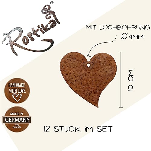 Rostikal Kit de décoration en forme de cœur - Décoration de jardin vintage - Décoration à suspendre - 3,5 cm - Nail Gallerys