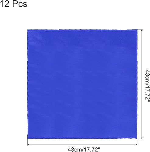 QUARKZMAN 12 Pièces de Serviettes de Table en Satin Bleu Profond en Polyester, Carrées, Brillantes, pour Décoration de Table d'Événement de Mariage, 17×17 Pouces - Nail Gallerys