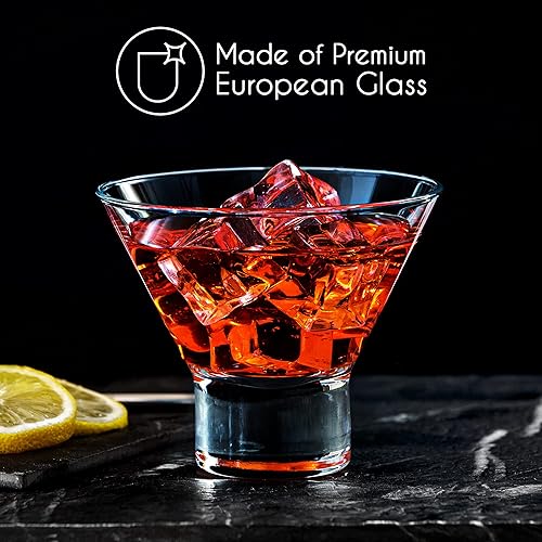 CRYSTALIA Verres à Martini Sans Pied, Lot de 4, 230 ml Sans Plomb, Élégants Verres à Margarita et Cocktail, Petites Tasses à Dessert, Bols à Glace en Verre - Nail Gallerys