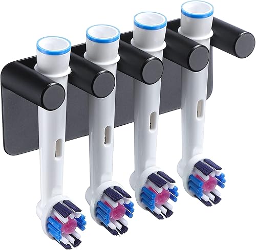 Dvocel Porte Brosse à Dents Électrique Support Mural Porte Brosse à Dents Électrique en Acier Inoxydable Brosse Porte a Dent Autoadhésif pour 4 Brosses à Dents Électriques pour Salle de Bain Noir - Nail Gallerys