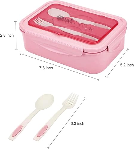Sinwind Lunch Box, Bento Box, Boite Bento, Boîte Bento1400 ML avec 3 Compartiments et Couverts (Rose) - Nail Gallerys