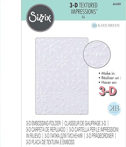 Sizzix Classeur de gaufrage 3-D Textured Impressions 664489 Bijoux de Kath Breen, Flocons de Neige Brillants, Taille unique - Nail Gallerys
