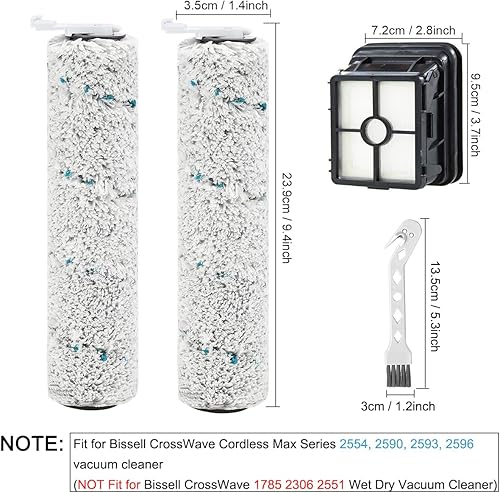 EATBALE Accessories pour Bissell Crosswave 3 en 1 Aspirateur Rouleau à brosses de Rechange pour Bissell CrossWave Max 1866 2554A 2590 2593 et ​​2596 aspirateur sans Fil - Nail Gallerys