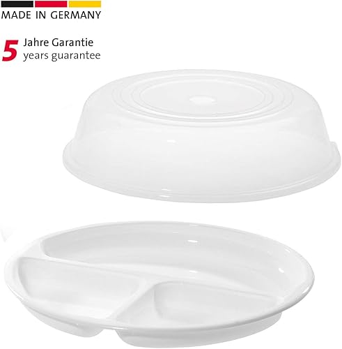Westmark Set Micro-ondes, 2 pièces, Assiette à Compartiments et Couvercle, ø 25 cm chacun, plastique, Blanc/transparent, 224022E6 - Nail Gallerys