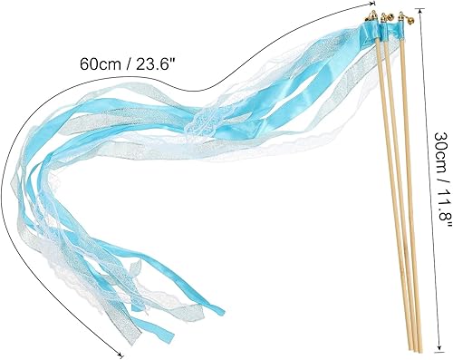 PATIKIL Ruban Bâtons Fée Baguettes, 25 Paquet Dentelle Soie Fée Bâton Baguette Envoyer Arrêt Diffuseurs pour Mariage Fête Anniversaire Vacances Célébration, Ciel Bleu - Nail Gallerys