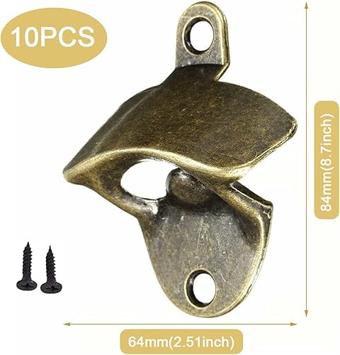 Gtwinsone 10 Pièces Decapsuleur Mural Biere Vintage Ouvre Bouteille Mural Montage Mural Décapsuleur Ouvre Biere Murale en Metal avec Vis Décapsuleur à Bière pour Bars, Restaurants, Cafés, Cuisines - Nail Gallerys
