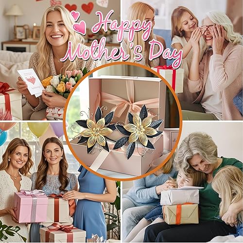 Liffy Décoration murale de fleurs en métal noir et or, art floral moderne multicouche en 3D de 15 pouces, décoration suspendue pour l'intérieur, la chambre à coucher, le salon, le jardin et le patio. - Nail Gallerys