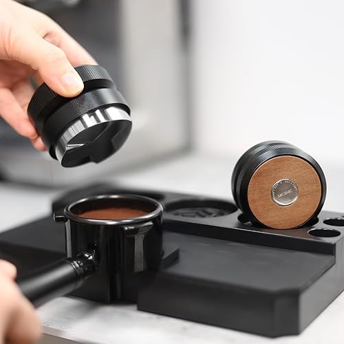 MICXNIC Distributeur de café 54 mm, niveau d'expresso en noyer pour porte-filtre sauge 54 mm, profondeur réglable, outil de distribution de café pour accessoires de barista, base en acier inoxydable - Nail Gallerys