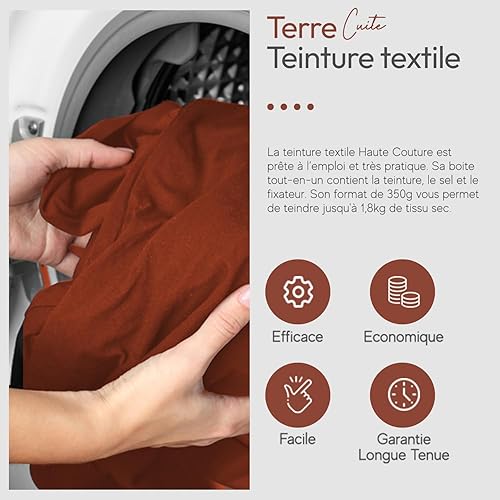 Teinture Textile Terre Cuite - 3x350g - Tout-en-un - Prêt à l'emploi pour Vêtements et Tissus HAUTE COUTURE - Nail Gallerys