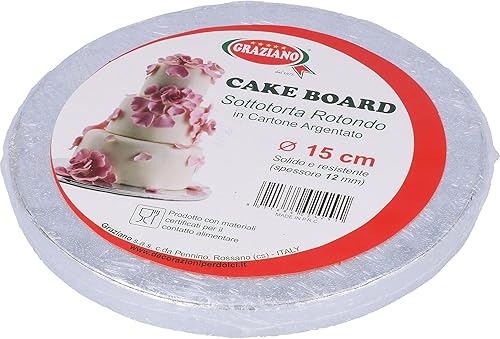 Graziano, Cakeboard Dessous de gâteau en argent, élégant plateau rond pour gâteaux, idéal pour transporter des gâteaux mais aussi des gâteaux à plusieurs étages, facile à laver, ø15 cm - Nail Gallerys