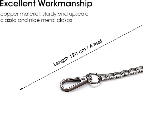 zalati Chaîne de Sac à bandoulière avec mousquetons en métal pour Sac à Main de Bricolage - 1,2 m, Noir - Nail Gallerys