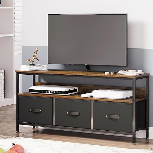 Auton Armoire TV pour téléviseur jusqu'à 55', Buffet en Bois avec tiroirs et étagères, Salon, Salle à Manger, Chambre à Coucher, 120 x 57 x 30 cm - Nail Gallerys