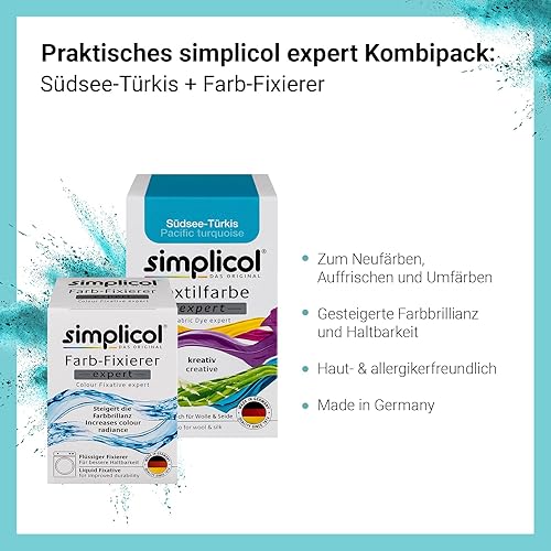 simplicol : Kit Complet Teinture Expert + fixateur : Votre Teinture Express (Paquet 300g + Flacon 90ml) - Turquoise du Pacifique - Nail Gallerys