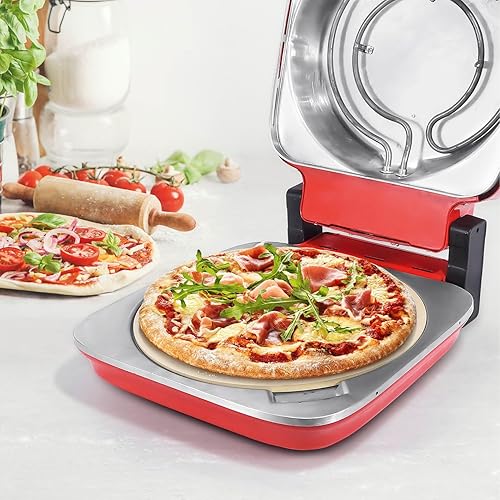 GOURMETmaxx Four à pizza électrique incl. pierre à pizza | 400°C, minuterie, 30 cm de diamètre | Idéal pour les tartes flambées, les wraps et les pizzas surgelées | 1800 watts [3-4 min] - Nail Gallerys