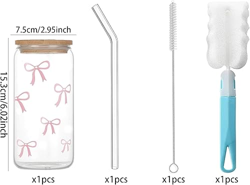 Jiahuade Gobelet en Verre avec Couvercle et Paille,480ml Verre Bubble Tea,Tasses à Café Glac,verre Canette avec Couvercle et Paille,Bubble Tea Cup,Verres à Cocktail,pour Jus,Café,Cocktail,Soda (B) - Nail Gallerys