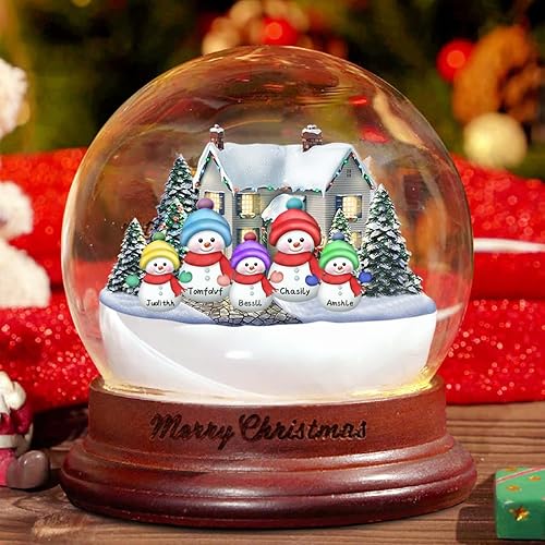 Boules à Neige de Noël Personnalisable,Boule de Noël Lumineuse avec Bonhommes de Neige Prénom Personnalisé,Veilleuse LED Decoration Noel Interieur Maison Cheminée pour Table,Idee Cadeau Noel - Nail Gallerys
