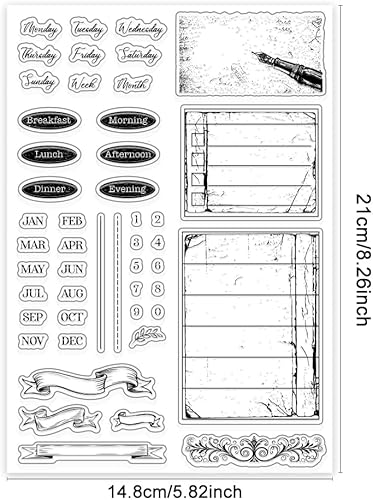 PH PandaHall Horodatage Clair pour Agenda Mensuel avec Dates des Semaines Tampon en Silicone Numéroté Tampon en Caoutchouc Transparent pour Journaux Scrapbooking Fabrication de Cartes - Nail Gallerys