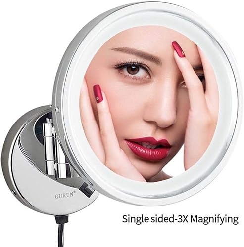 Miroirs de Maquillage de vanité de bâti de Mur 8,5 Pouces de lumières LED de Salle de Bains d'hôtel rasant Le cosmétique grossissant avec la Prise Double se Pliant des de Mur,10X - Nail Gallerys