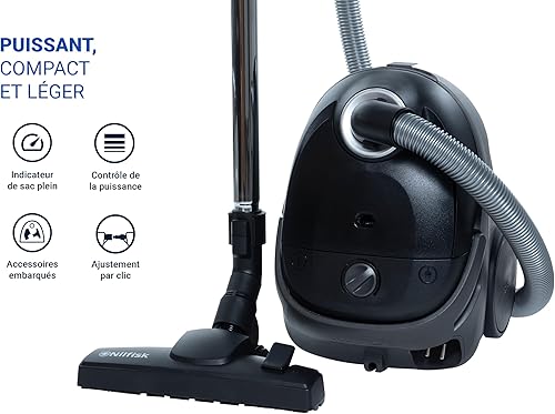 Nilfisk One Aspirateur pour Sols et Tapis - Aspirateur Puissant, Compact et Léger - Noir, 3L, 750W (BLB10P05A-HFN) - Nail Gallerys