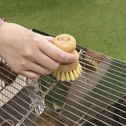 JINGAN Brosse pour casseroles, brosse à vaisselle en bois avec poils naturels - Brosse pour assiettes à paume pour légumes et évier, brosse à vaisselle en cercle style rétro pour assiettes - Nail Gallerys