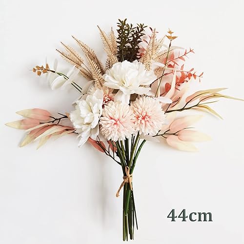 Fleur Artificielles Fausse Bouquet de Faux Chrysanthème Fleurs Champagne pour Mariage la Décoration de Maison Nuptiale de Noce Arrangements Floraux Jardin Bureau Fête Centres de Table - Nail Gallerys