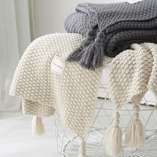 Unvfrg Nordic faite à la main en tricot Couverture Mode pour couverture souple plaids pour canapé Bedsure Dreamscene Couverture couvre-lit, beige, 130x170cm - Nail Gallerys