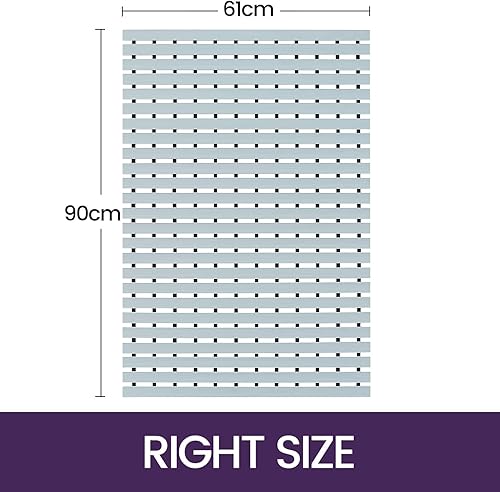DEXI Tapis de Baignoire Antidérapant 61 x 90 cm, Résistant à l'humidité et Lavable, Dessous Rayé et Trous de Drainage, Séchage Rapide, Gris - Nail Gallerys