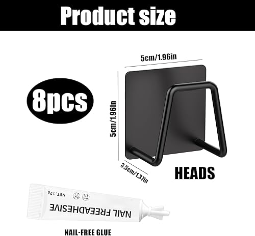 RYAN 8 Pièces Porte Éponge Porte Éponge Évier Porte Éponge Évier Cuisine Porte-éponges Auto-adhésifs Porte-éponge en Métal pour la Cuisine Montage sans Perçage (Noir) - Nail Gallerys